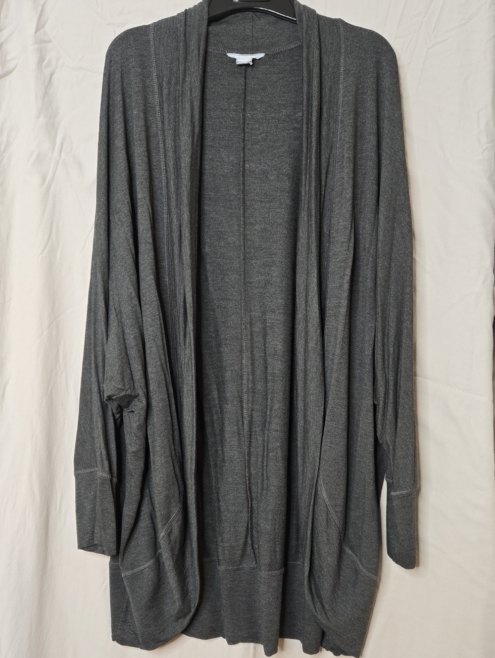 Caslon Charcoal Gray Open-Front Draped Cardigan